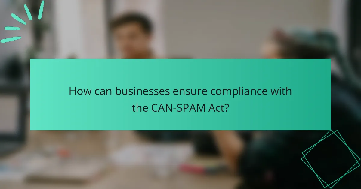 How can businesses ensure compliance with the CAN-SPAM Act?