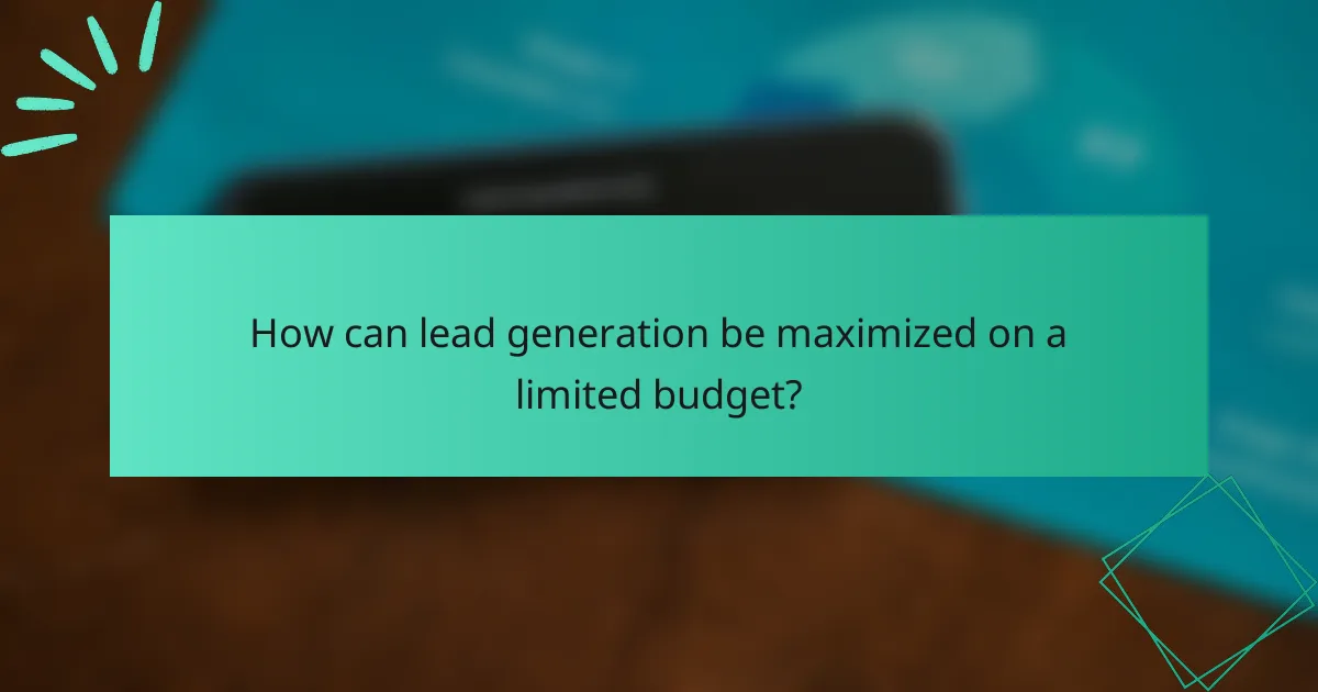 How can lead generation be maximized on a limited budget?